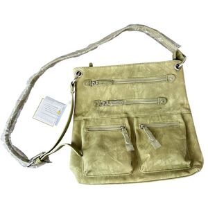 NWT Shiraleah Brooklyn Leather Moss Green‎ Cross-Body Bag